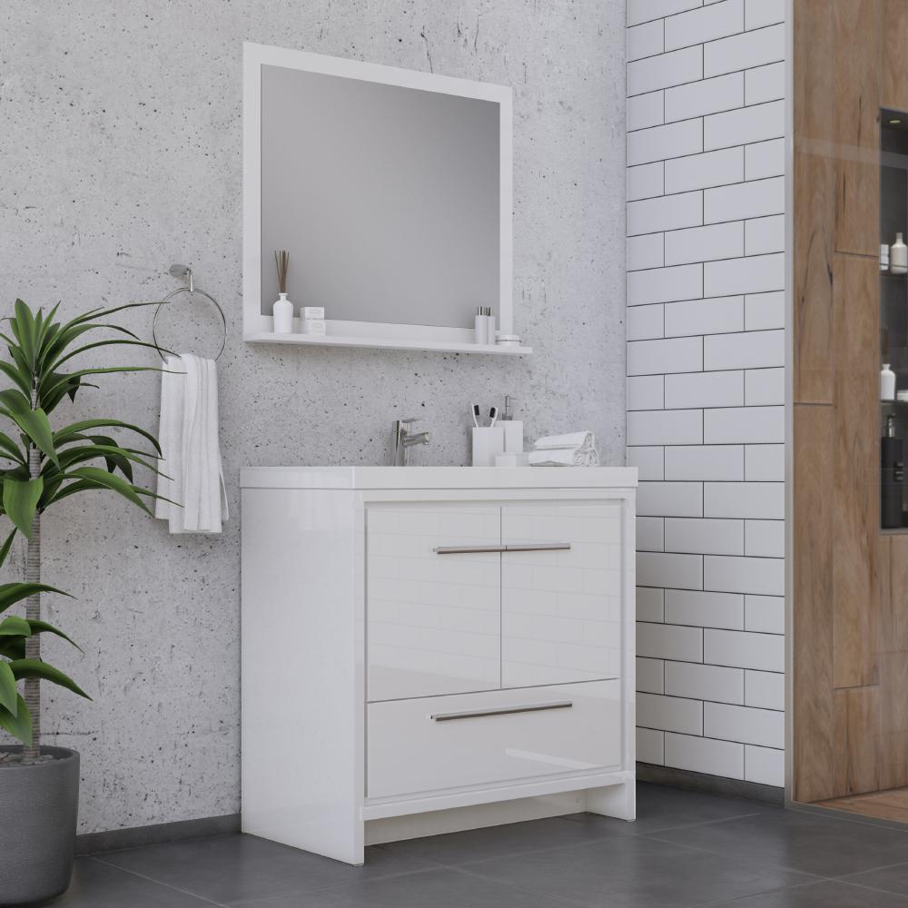 Sortino 36" Modern Bathroom Vanity in White. Picture 2