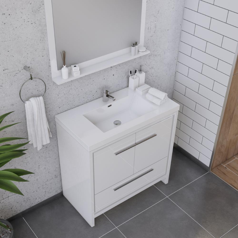 Sortino 36" Modern Bathroom Vanity in White. Picture 3