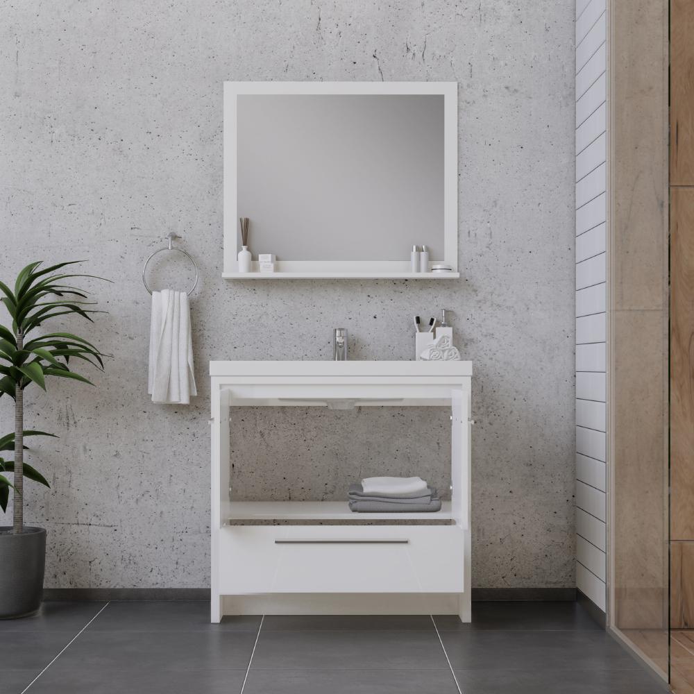 Sortino 36" Modern Bathroom Vanity in White. Picture 4