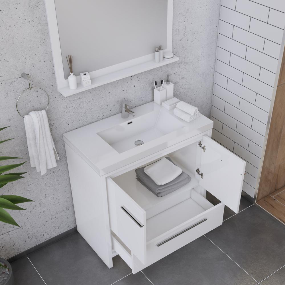 Sortino 36" Modern Bathroom Vanity in White. Picture 5