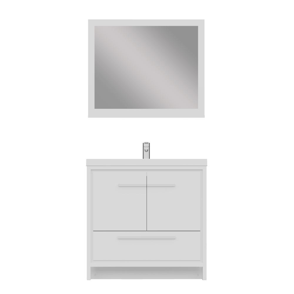 Sortino 36" Modern Bathroom Vanity in White. Picture 6