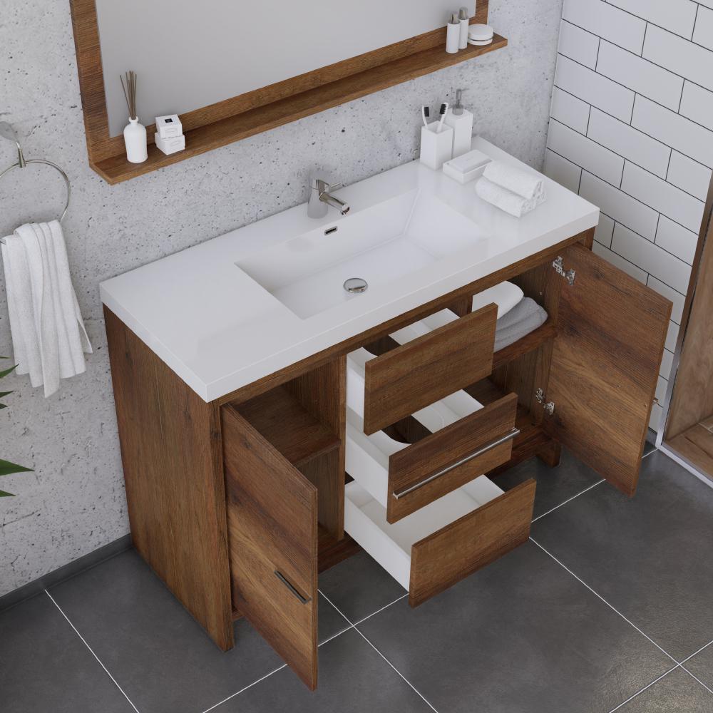 Sortino 48" Modern Bathroom Vanity in Rosewood. Picture 5