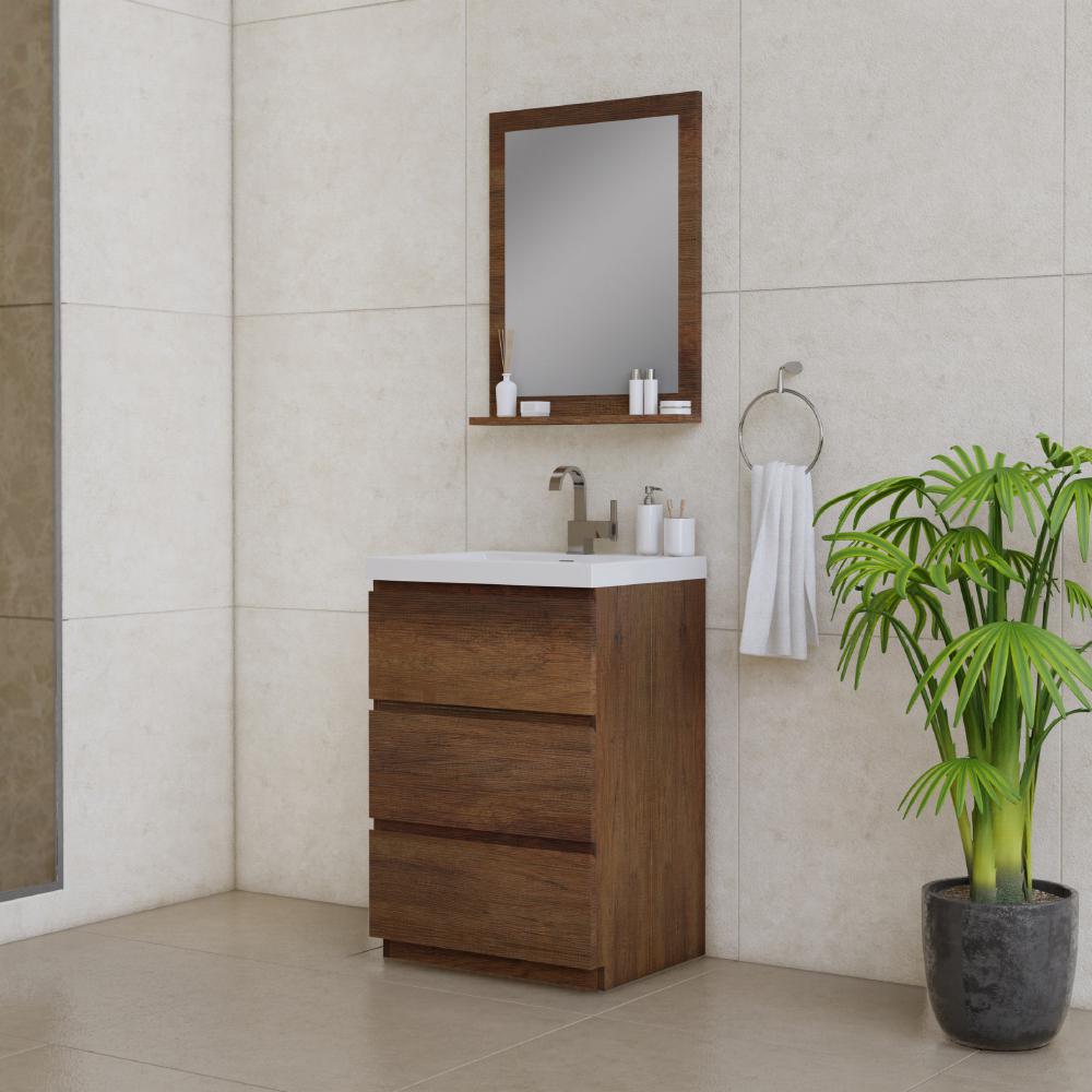 Paterno 24" Modern Freestanding Bathroom Vanity in Rosewood. Picture 2