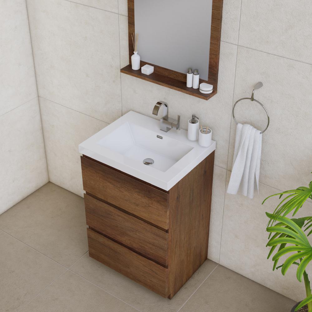 Paterno 24" Modern Freestanding Bathroom Vanity in Rosewood. Picture 3