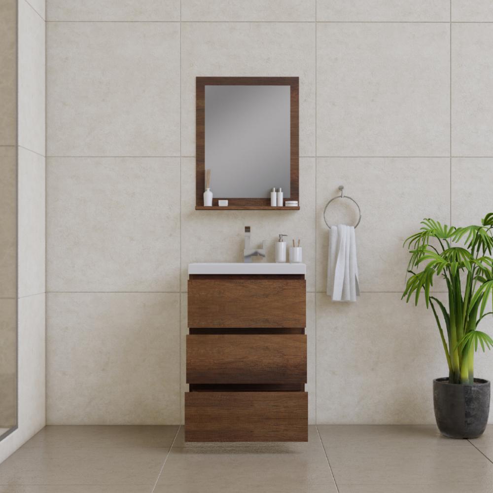 Paterno 24" Modern Freestanding Bathroom Vanity in Rosewood. Picture 4