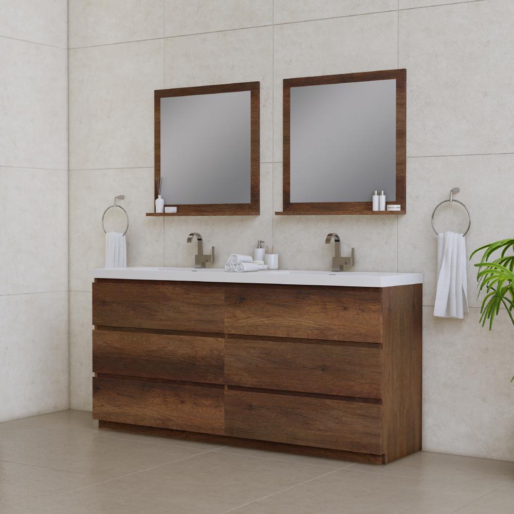 Paterno 72" Modern Freestanding Bathroom Vanity in Rosewood. Picture 2