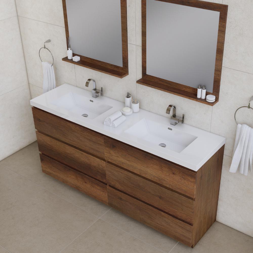Paterno 72" Modern Freestanding Bathroom Vanity in Rosewood. Picture 3