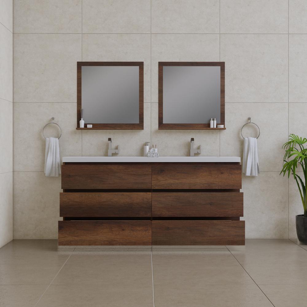 Paterno 72" Modern Freestanding Bathroom Vanity in Rosewood. Picture 4