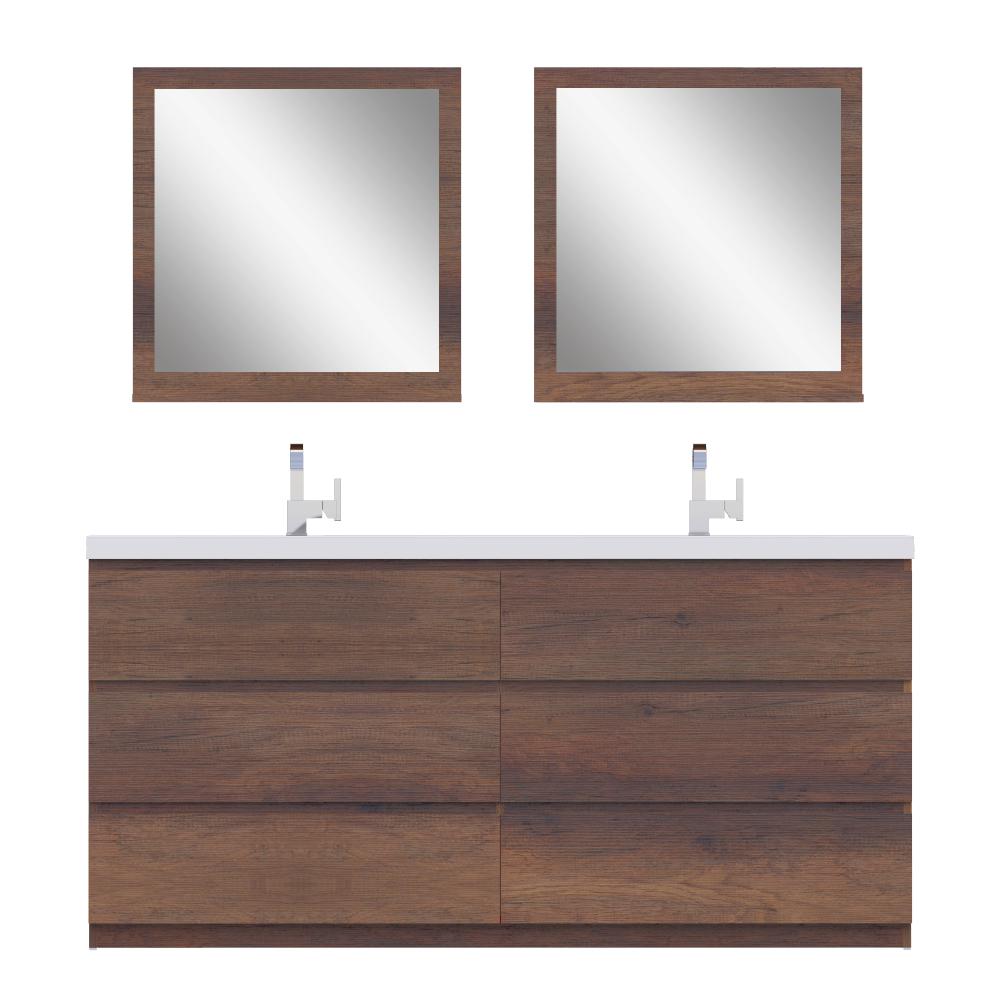 Paterno 72" Modern Freestanding Bathroom Vanity in Rosewood. Picture 1