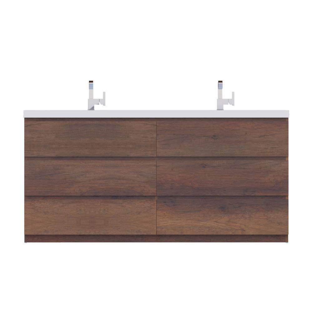 Paterno 72" Modern Freestanding Bathroom Vanity in Rosewood. Picture 6