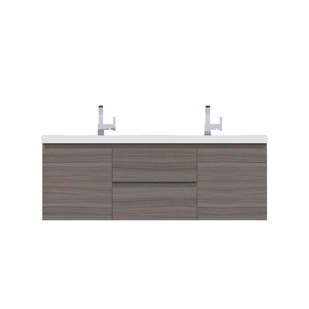 Paterno 60" Double Modern Wall Mounted Bathroom Vanity in Gray. Picture 1