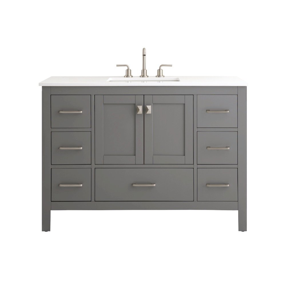 Vanea 48"  Bathroom Vanity with Quartz Top in Gray. Picture 1
