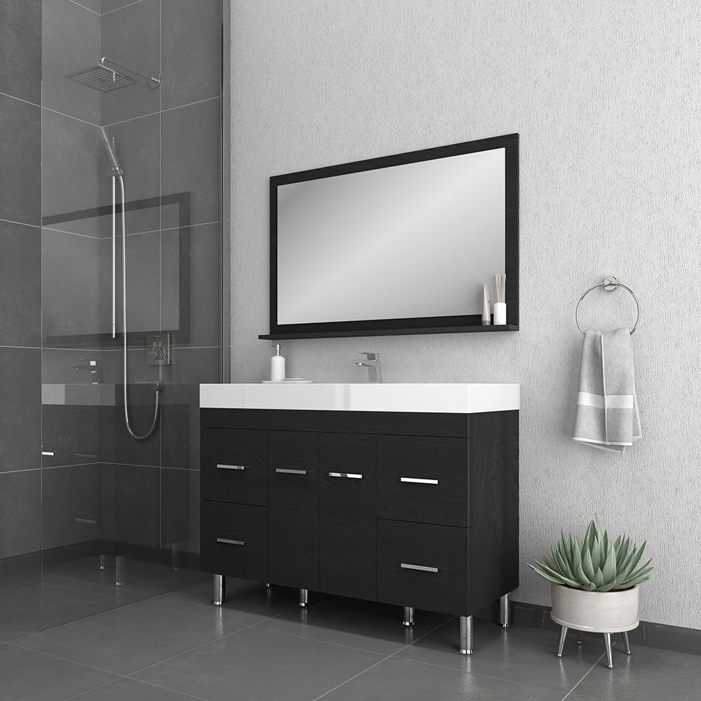 Ripley 48" Modern Single Bathroom Vanity in Black. Picture 3
