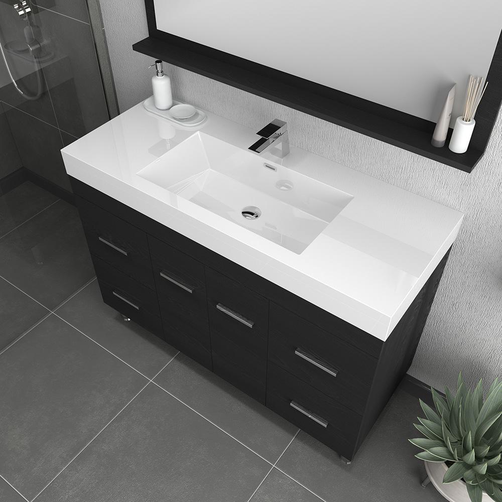 Ripley 48" Modern Single Bathroom Vanity in Black. Picture 4