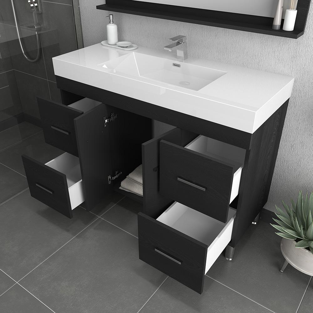 Ripley 48" Modern Single Bathroom Vanity in Black. Picture 5