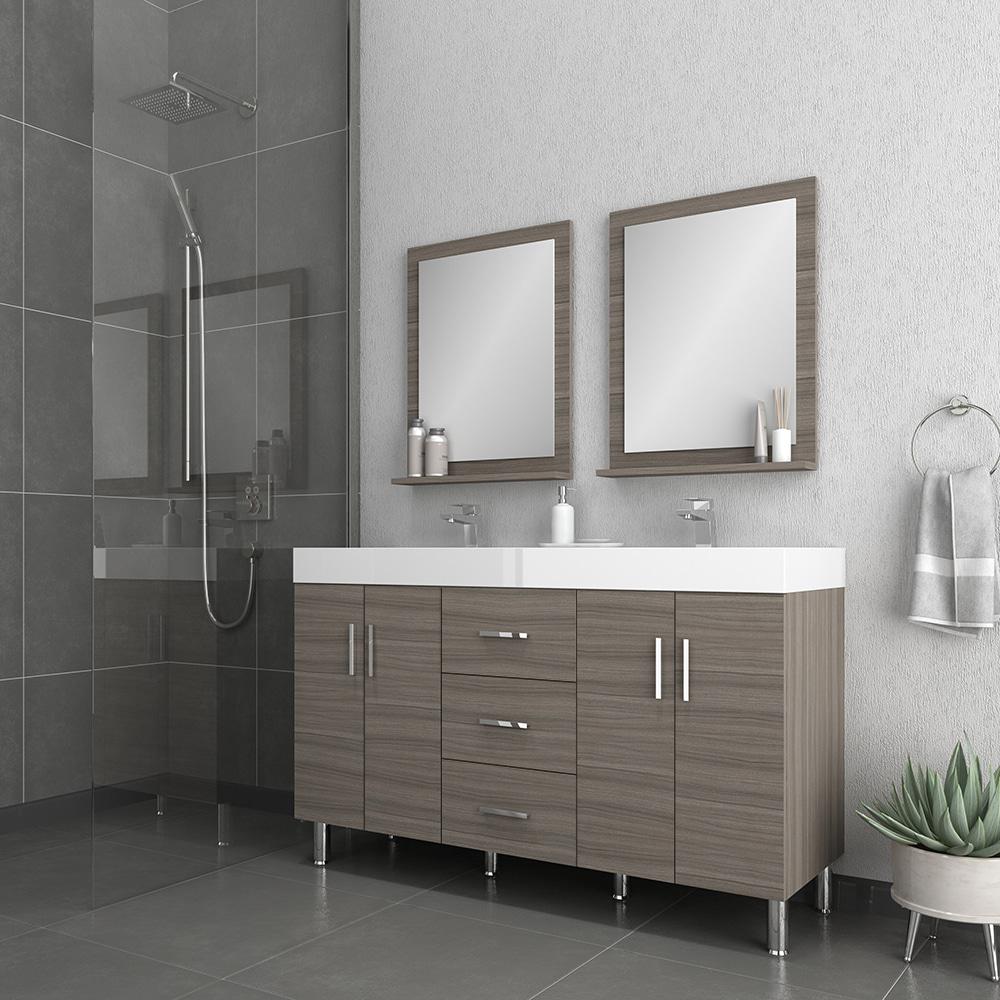 Ripley 60" Modern Double Bathroom Vanity in Gray. Picture 3