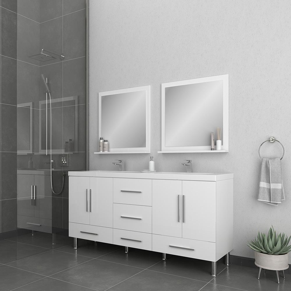 Ripley 72" Modern Double Bathroom Vanity in White. Picture 1