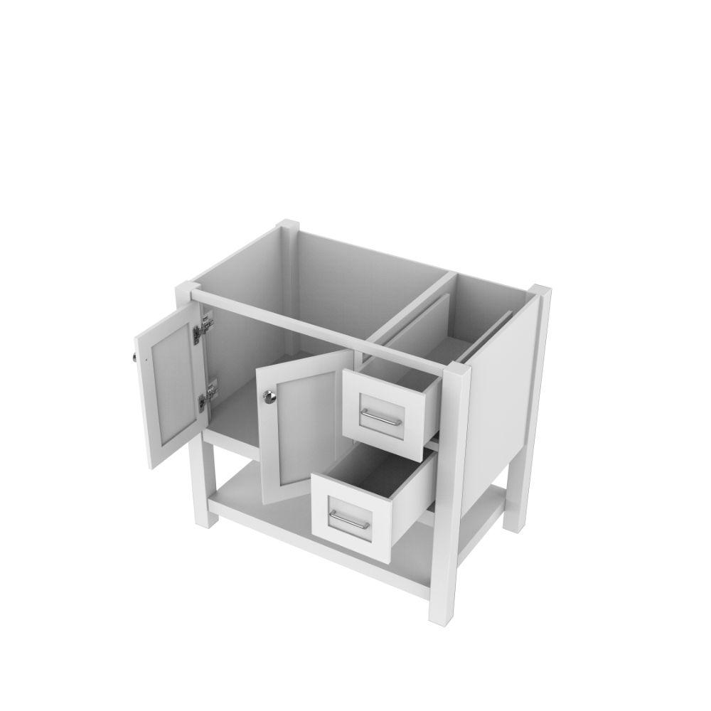 36" Vanity WHITE with No Top. Picture 2