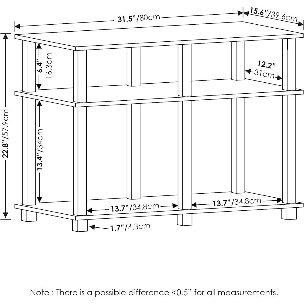 Furinno Romain Turn-N-Tube TV Stand for TV up to 40 Inch, French Oak/Black. Picture 3