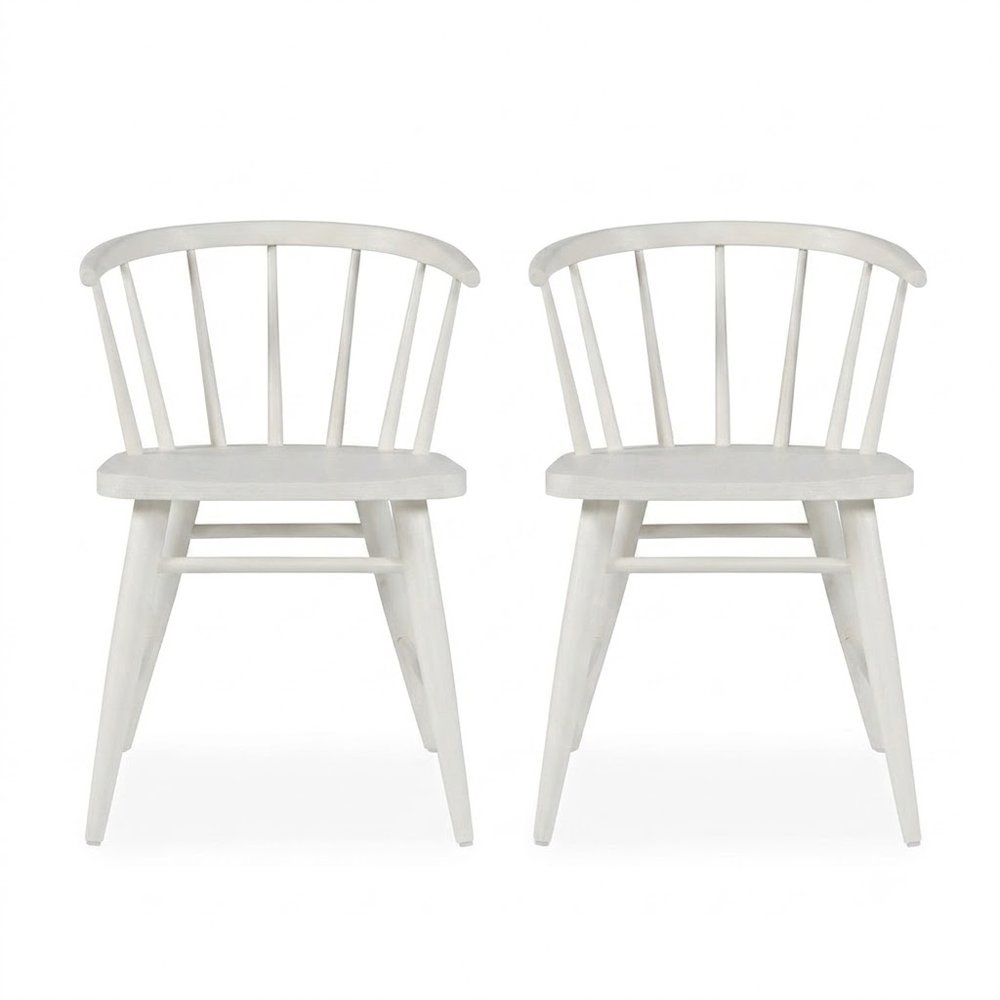 Fitz Traditional Solid Wood Curved Back Spindle Dining Chair (Set of 2). Picture 1