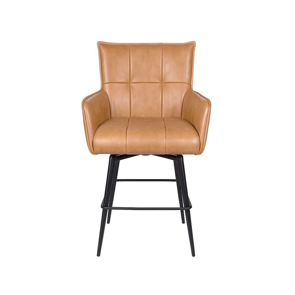 Gordon Leather Swivel Counter Stool – Caramel. Picture 2