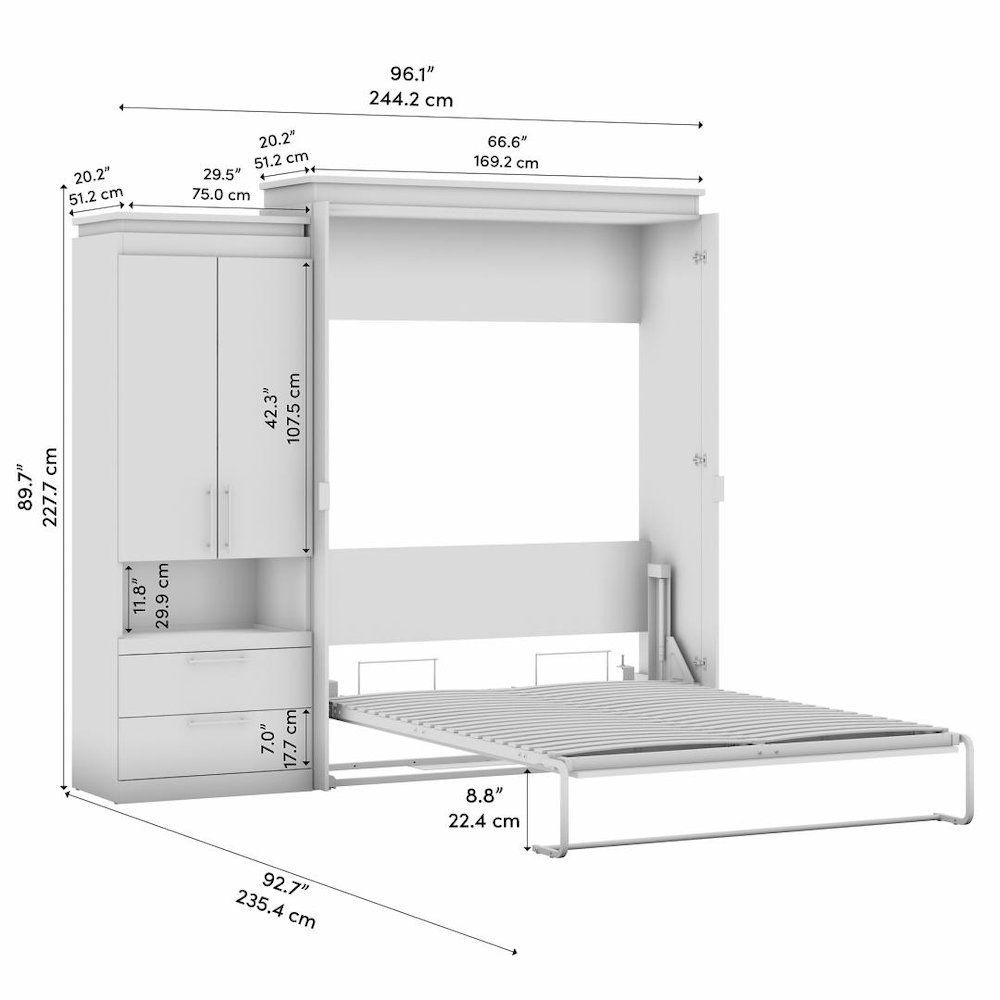 Orion Queen Murphy Bed with Storage Cabinet and Pull-Out Shelf (97W). Picture 13