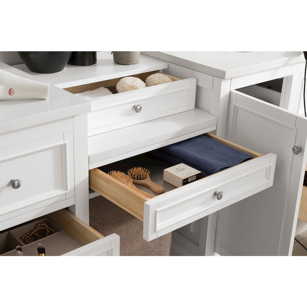 94" Double Vanity Set, Bright White w/ 3 CM White Zeus Quartz Top. Picture 7