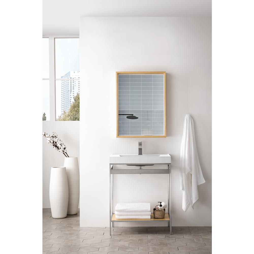 Milan 23.6" Rectangular Cube Mirror, Natural Ash. Picture 2