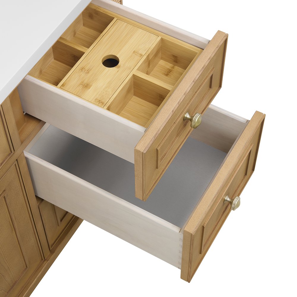48" Single Vanity, Light Natural Oak w/ 3 CM Charcoal Soapstone Quartz Top. Picture 12