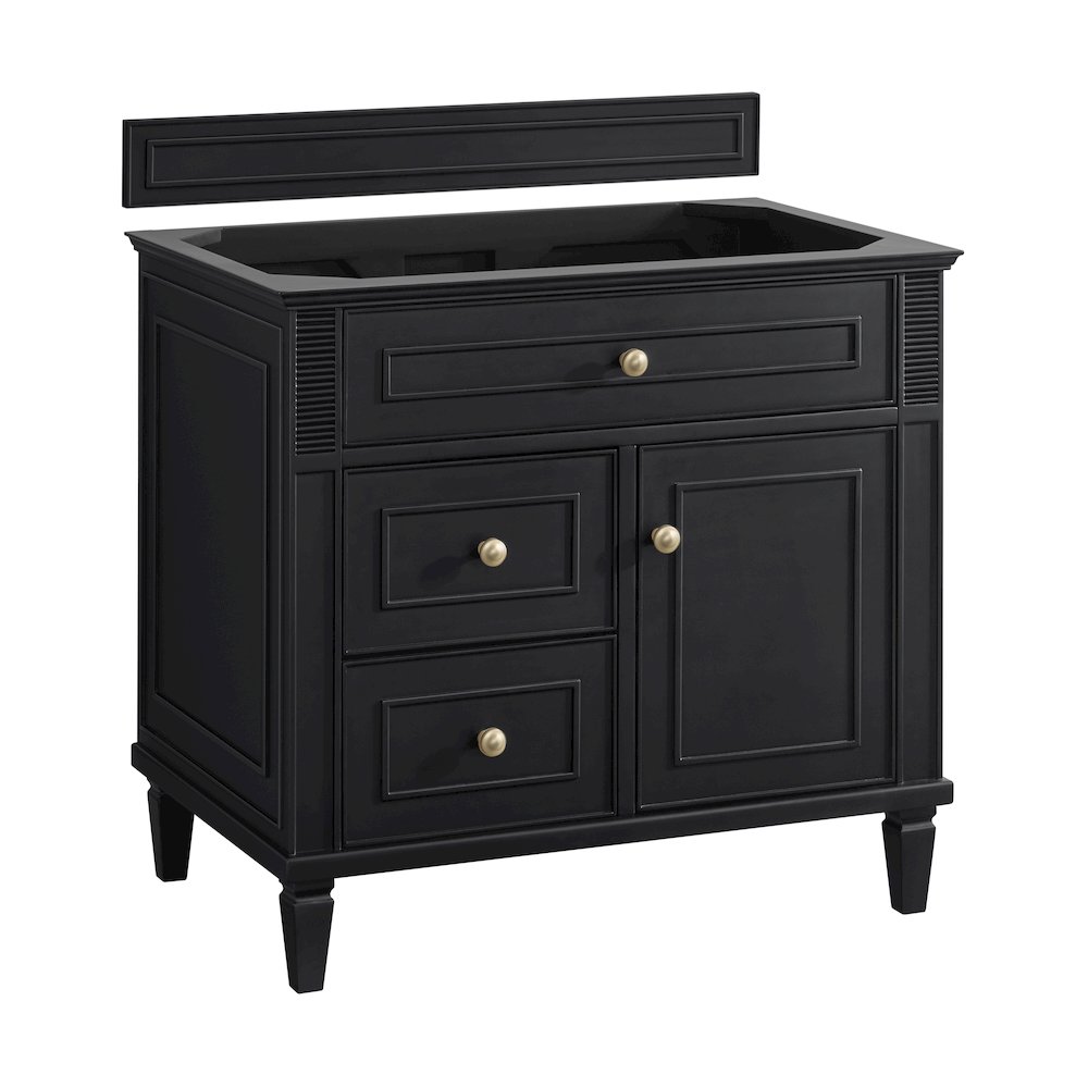 36" Single Vanity, Black Onyx w/ 3 CM Charcoal Soapstone Quartz Top. Picture 2