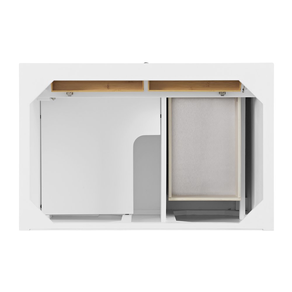 36" Single Vanity, Bright White w/ 3 CM Charcoal Soapstone Quartz Top. Picture 6
