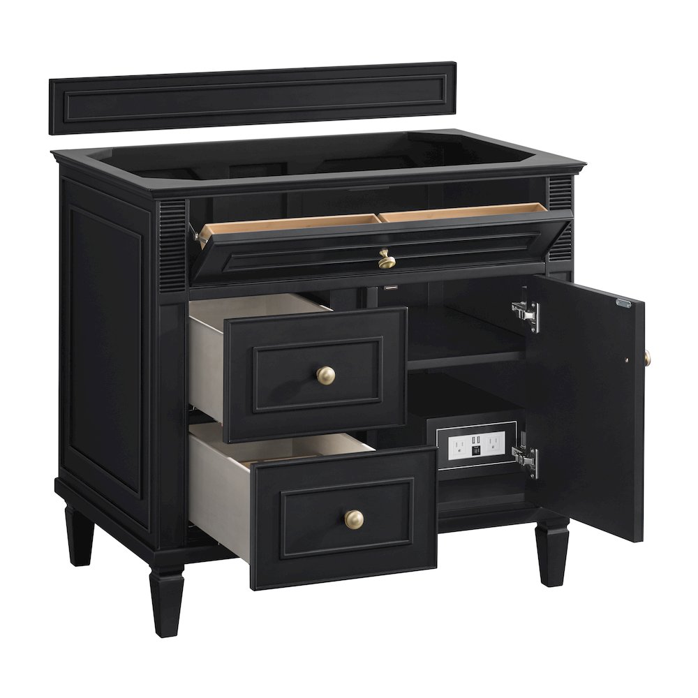36" Single Vanity, Black Onyx w/ 3 CM Charcoal Soapstone Quartz Top. Picture 8