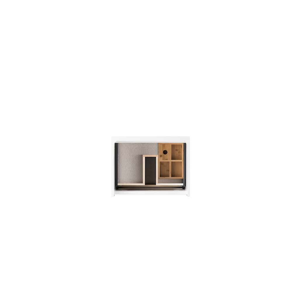 23.6" Single Vanity Cabinet, Glossy White, Champagne Brass Base. Picture 2