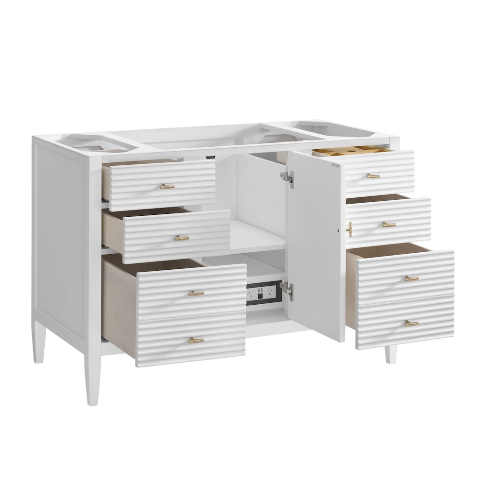 48" Vanity, Bright White w/ 3 CM Eternal Marfil Quartz Top. Picture 8