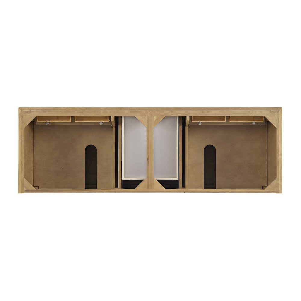 72" Double Vanity, Light Natural Oak w/ 3 CM Ethereal Noctis Quartz Top. Picture 6