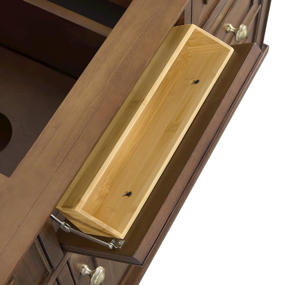 48" Single Vanity, Mid-Century Walnut w/ 3 CM Ethereal Noctis Quartz Top. Picture 14
