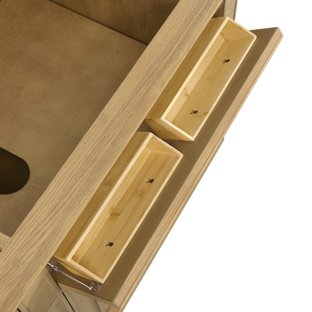 72" Double Vanity, Light Natural Oak w/ 3 CM Ethereal Noctis Quartz Top. Picture 13
