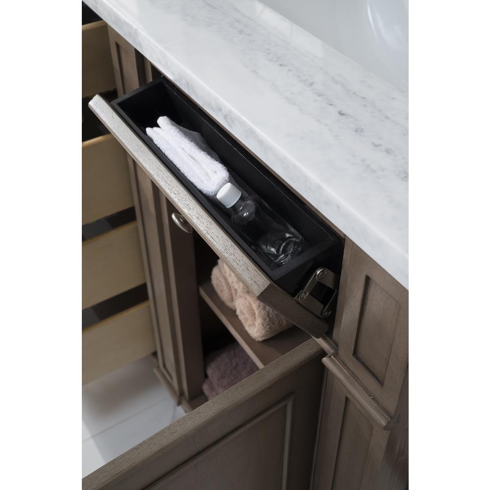 60" Double Vanity, Whitewashed Walnut, w/ 3 CM Arctic Fall Solid Surface Top. Picture 5