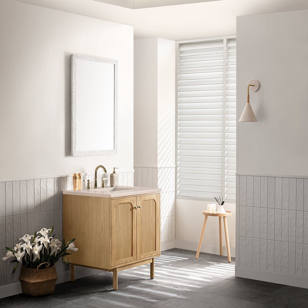 30" Single Vanity, Light Natural Oak w/ 3 CM Eternal Marfil Top. Picture 5