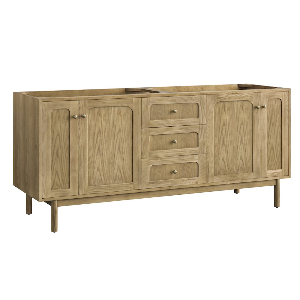 72" Double Vanity Cabinet, Light Natural Oak. Picture 1