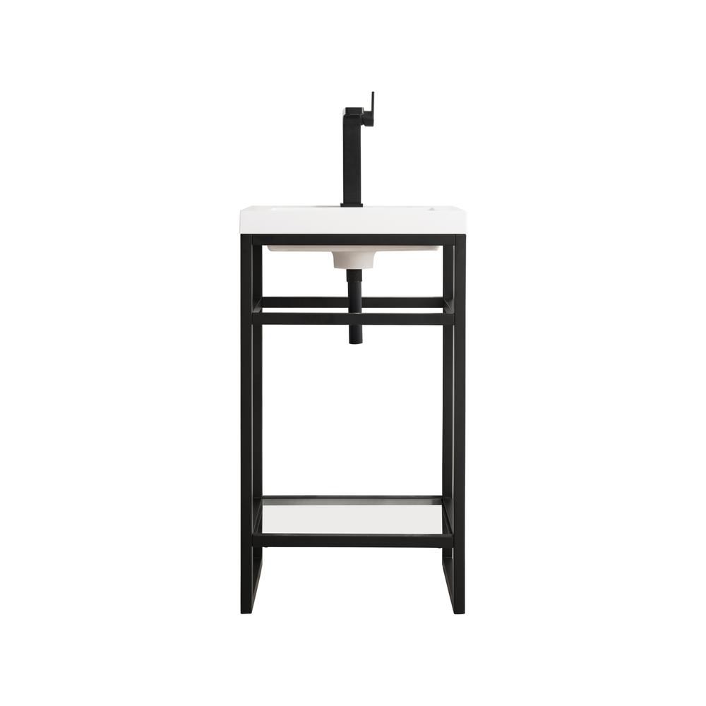 20" Stainless Steel Sink Console, Matte Black Composite Countertop. Picture 1