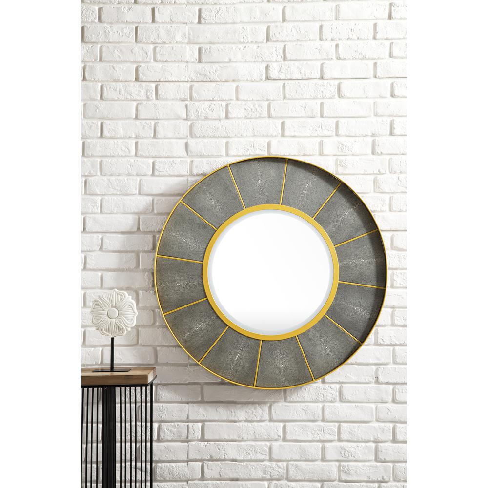 Compass 35.5" Mirror, Crimson Gold and Shagreen Platinum. Picture 3