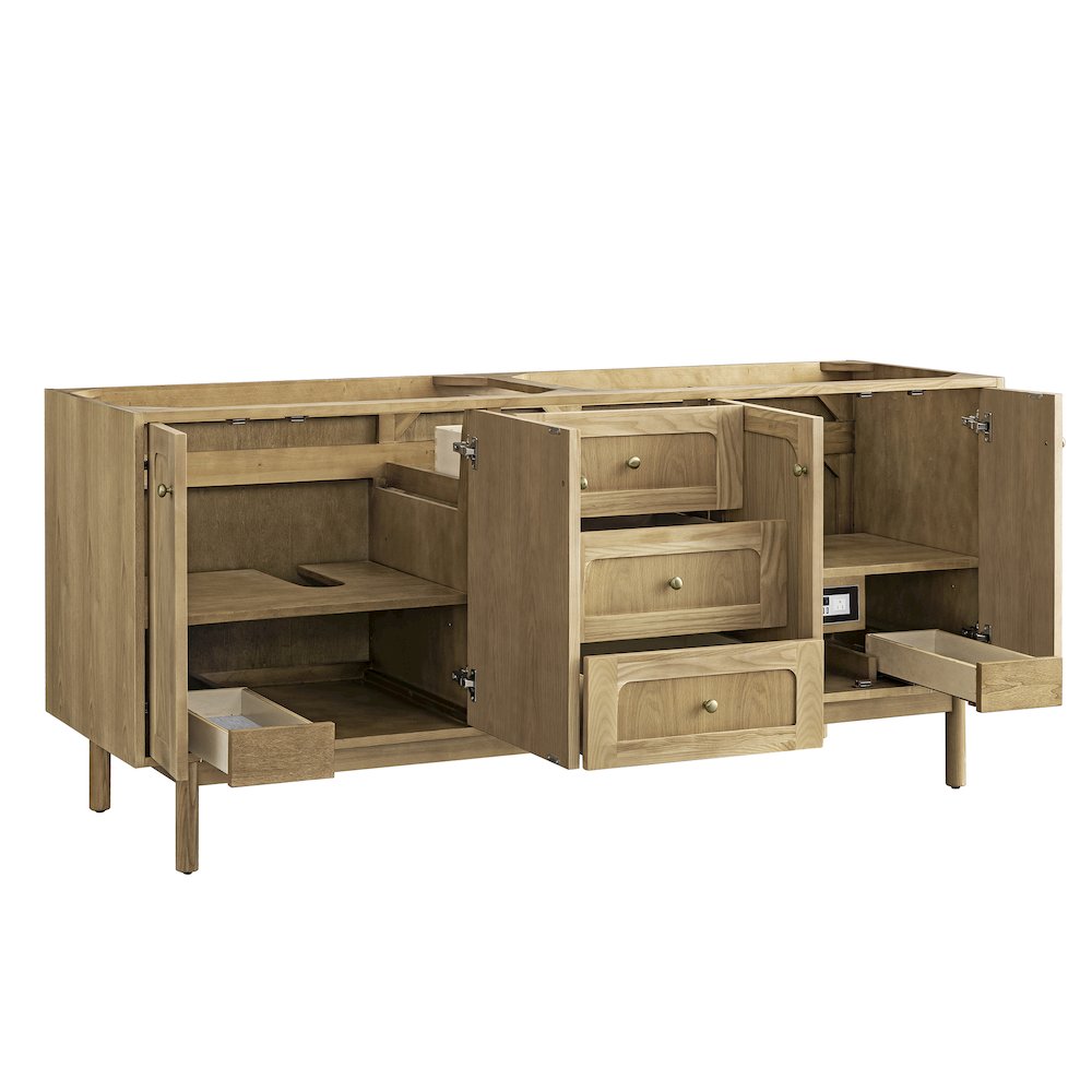 72" Double Vanity Cabinet, Light Natural Oak. Picture 2