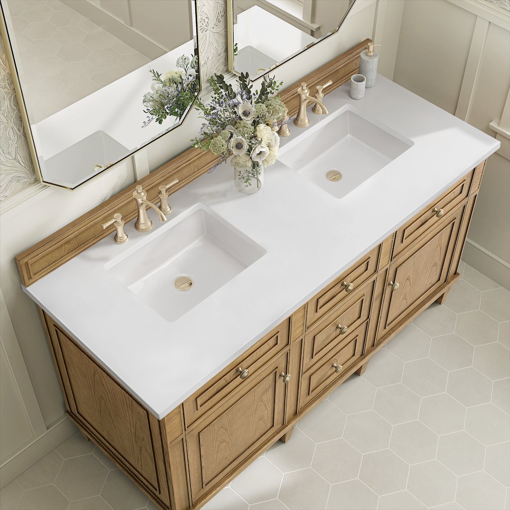 60" Double Vanity, Light Natural Oak. Picture 7