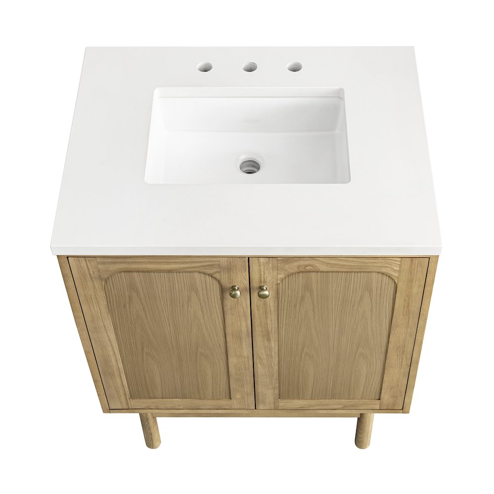 30" Single Vanity, Light Natural Oak w/ 3 CM White Zeus Top. Picture 10