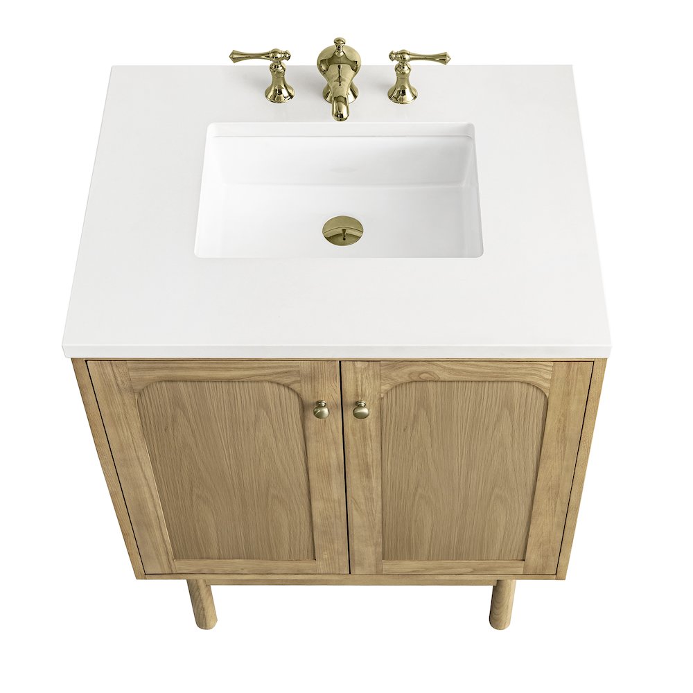 30" Single Vanity, Light Natural Oak w/ 3 CM White Zeus Top. Picture 11