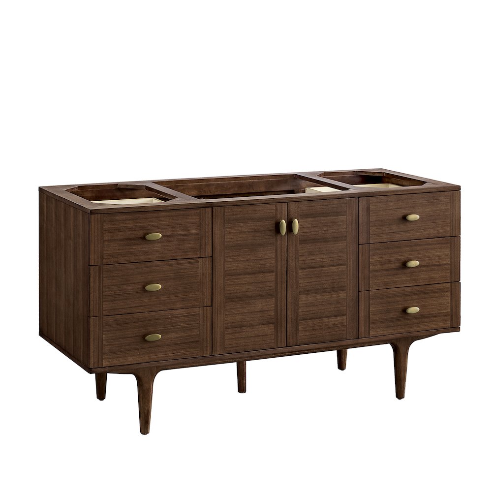 60" Single Vanity Cabinet, Mid-Century Walnut. Picture 1