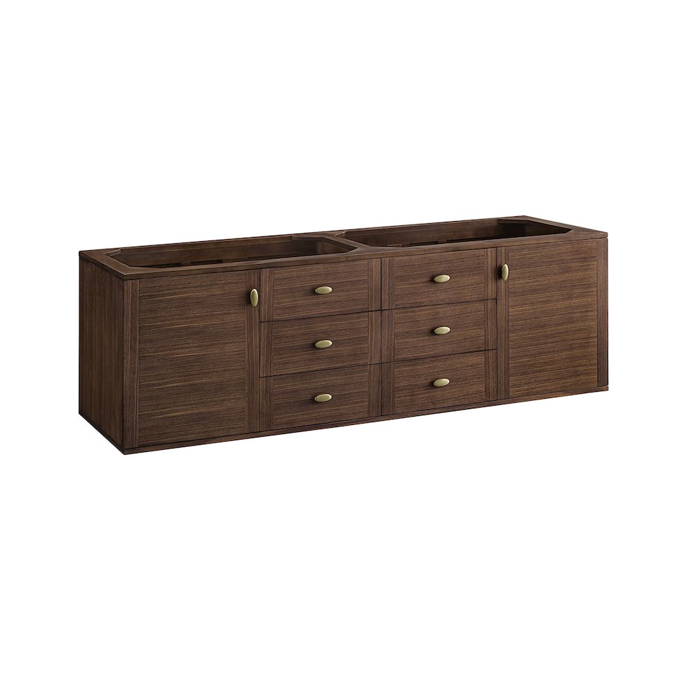 72" Double Vanity Cabinet, Mid-Century Walnut. Picture 2