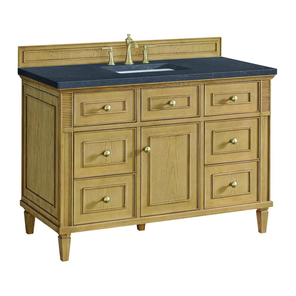 48" Single Vanity, Light Natural Oak w/ 3 CM Charcoal Soapstone Quartz Top. Picture 9