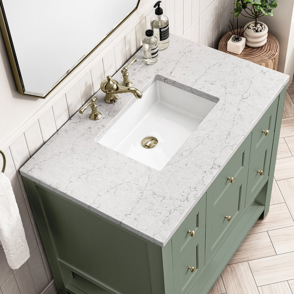 36" Single Vanity Cabinet, Smokey Celadon. Picture 5